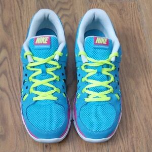 NIKE DUAL FUSION RUN 2 ladies/girls multicoloured sport trainers size 6,5